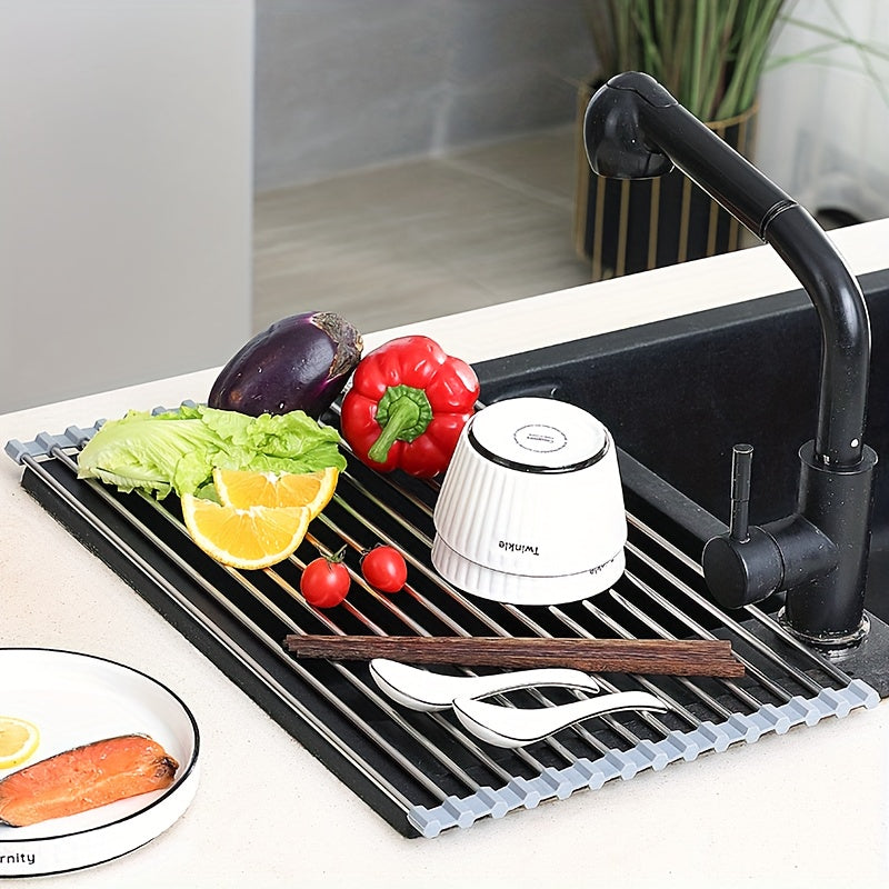 Roll-Up Stainless Steel Over-Sink Dish Drying Rack