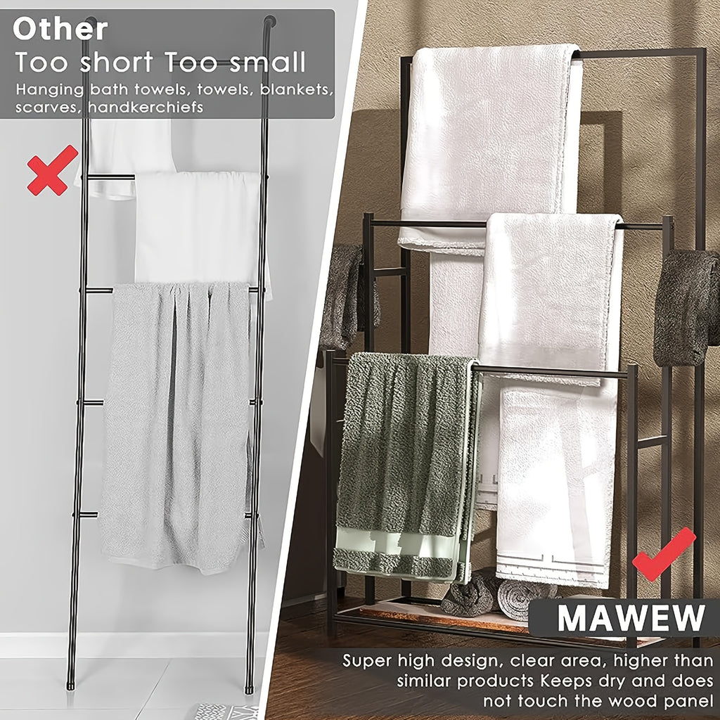 Freestanding Rustic Iron Towel Rack (3-Tier)