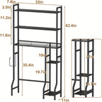Space-Saving 3-Tier Wood Over-Toilet Shelf (Freestanding, Paper Holder & Hooks)