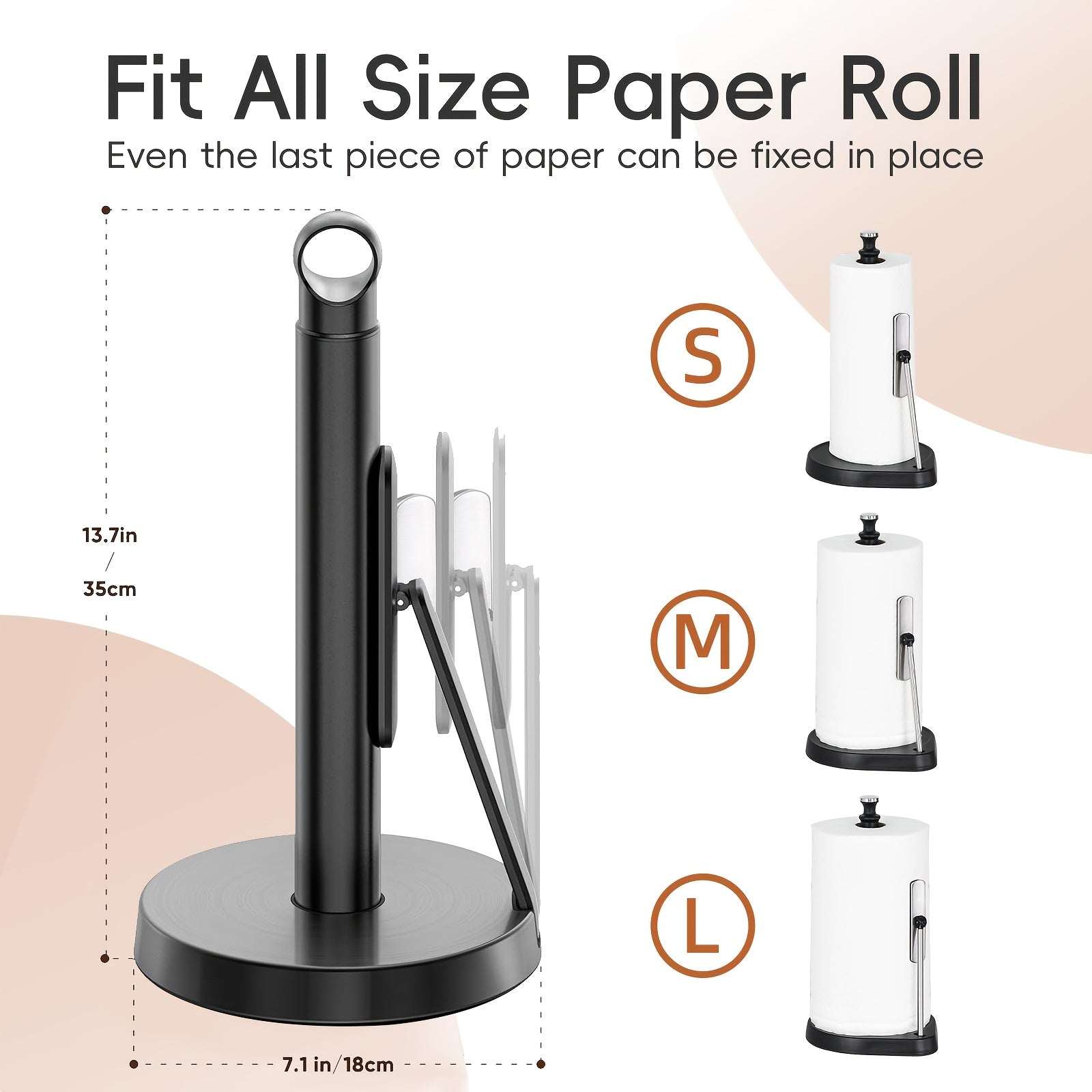 Heavy-Duty Stainless Steel Tension Arm Paper Towel Holder (Countertop)
