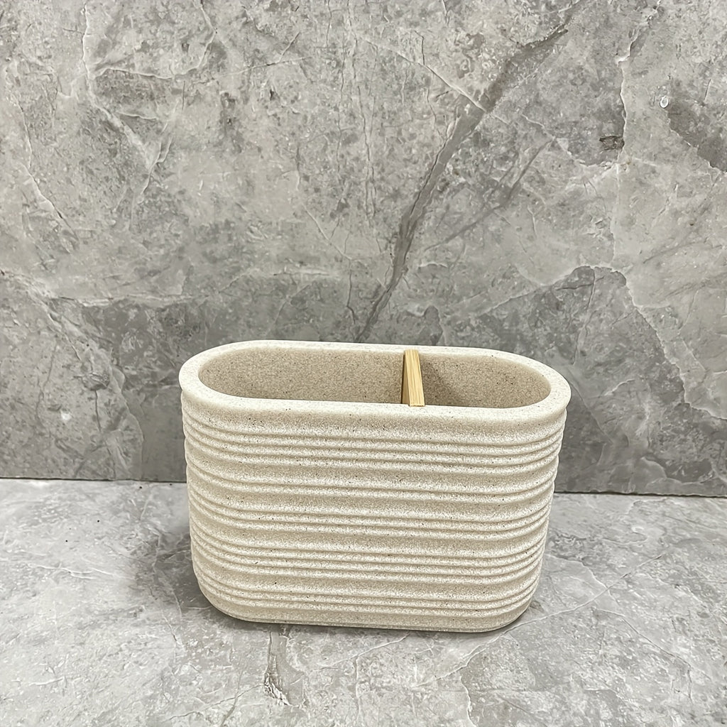Space-Saving Freestanding Resin & Wood Bathroom Set (4-Piece)