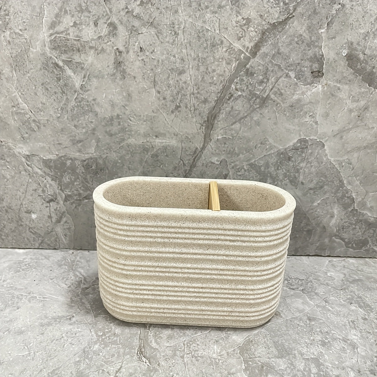 Space-Saving Freestanding Resin & Wood Bathroom Set (4-Piece)