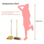 Gold-Finish Stainless Steel Standing Broom & Dustpan Set