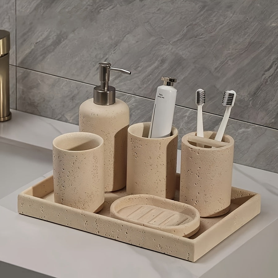 Textured Resin Three-Hole Toothbrush Holder