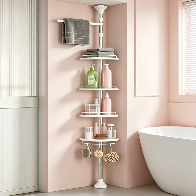 Retractable Punch-Free Rust-Proof Bathroom Corner Storage Rack