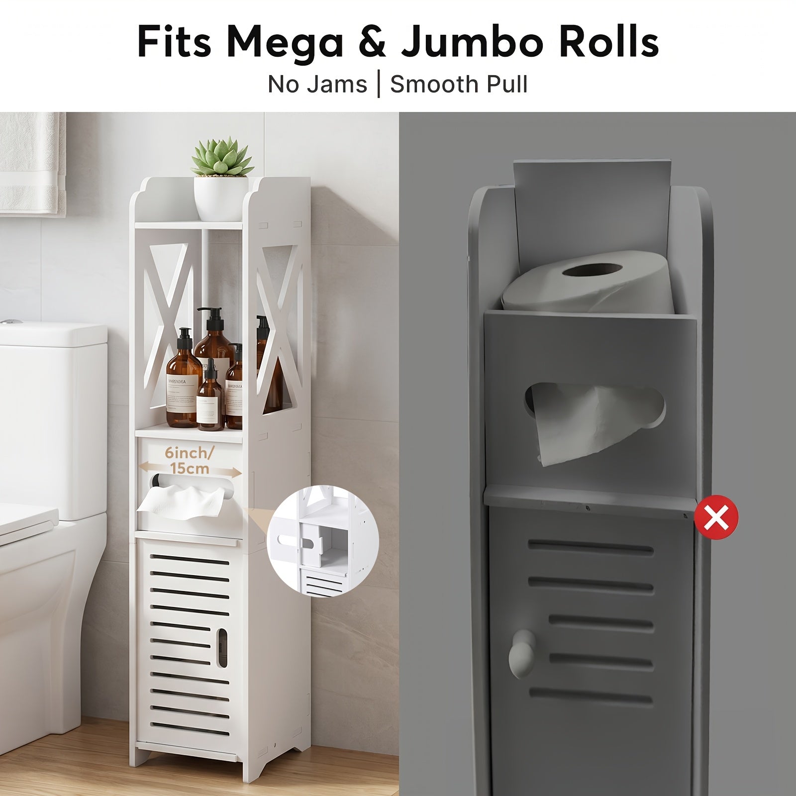 Slim Freestanding Bathroom Storage Cabinet (4-Shelf)