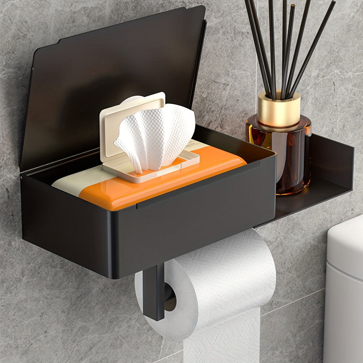 Stainless Steel Wall-Mounted Toilet Paper & Wipes Holder