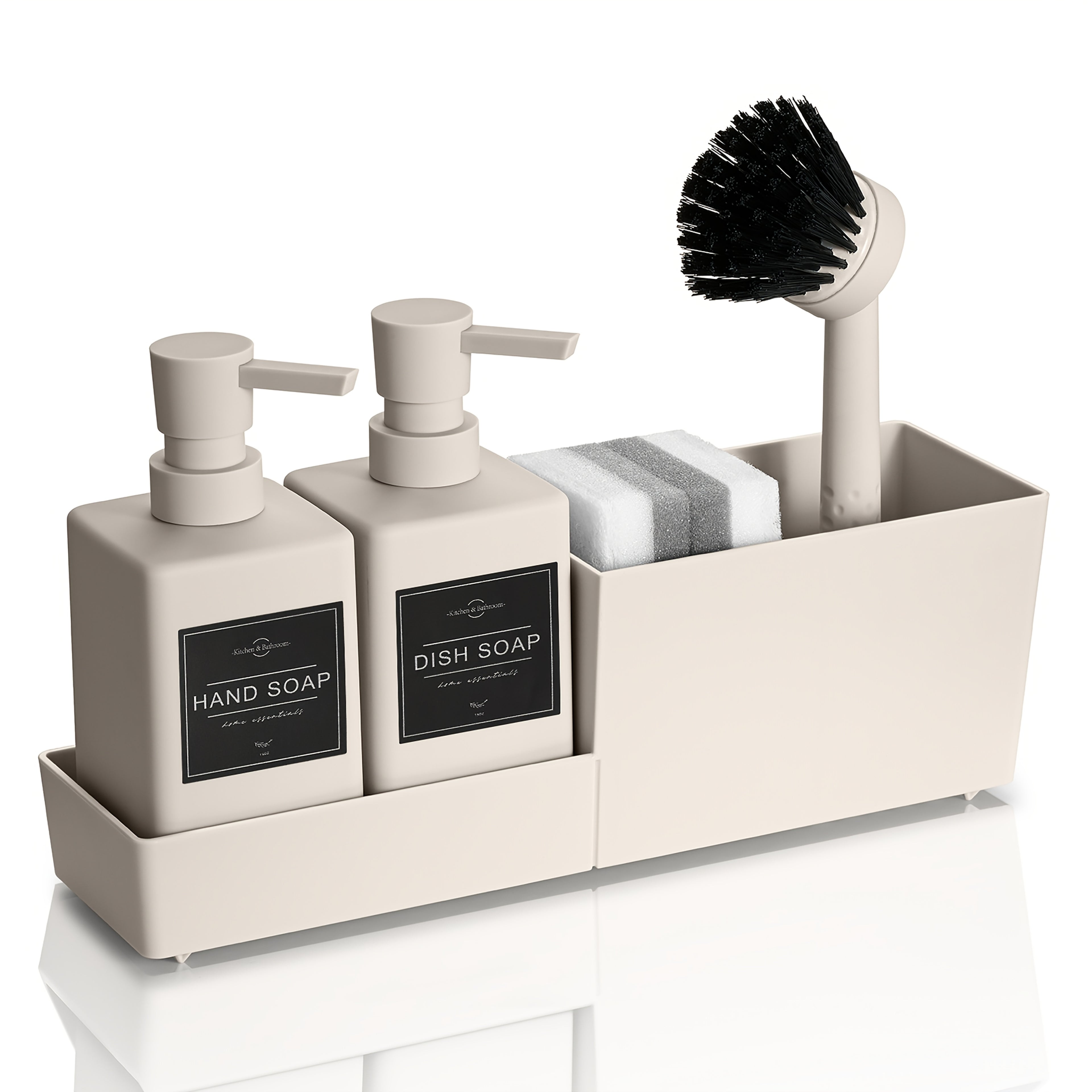 Dual Pump Countertop Soap Dispenser & Sponge Holder