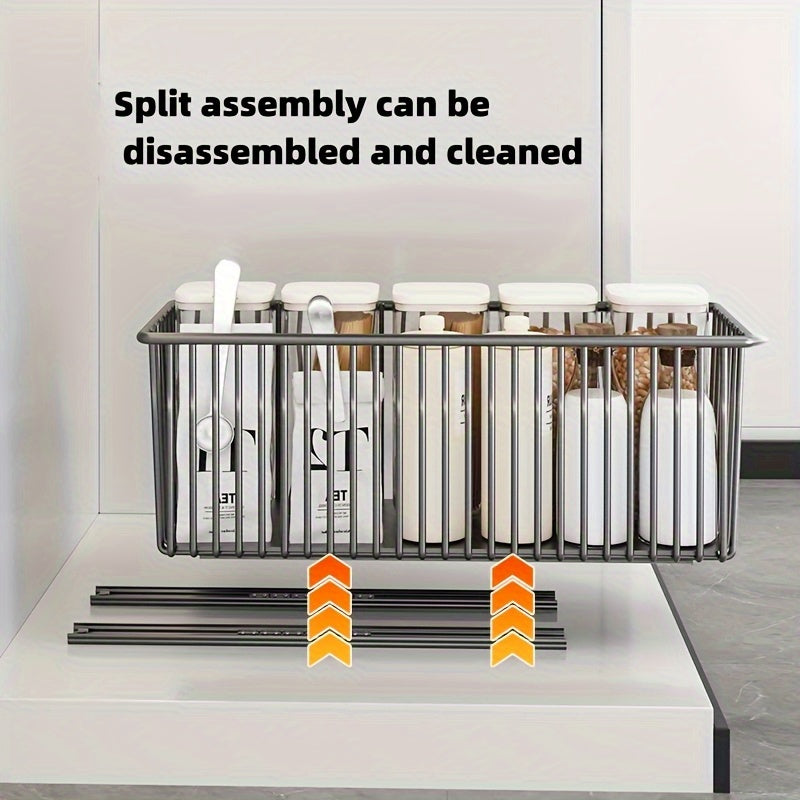 No-Drill Carbon Steel Pull-Out Cabinet Organizer (Sliding Drawers)