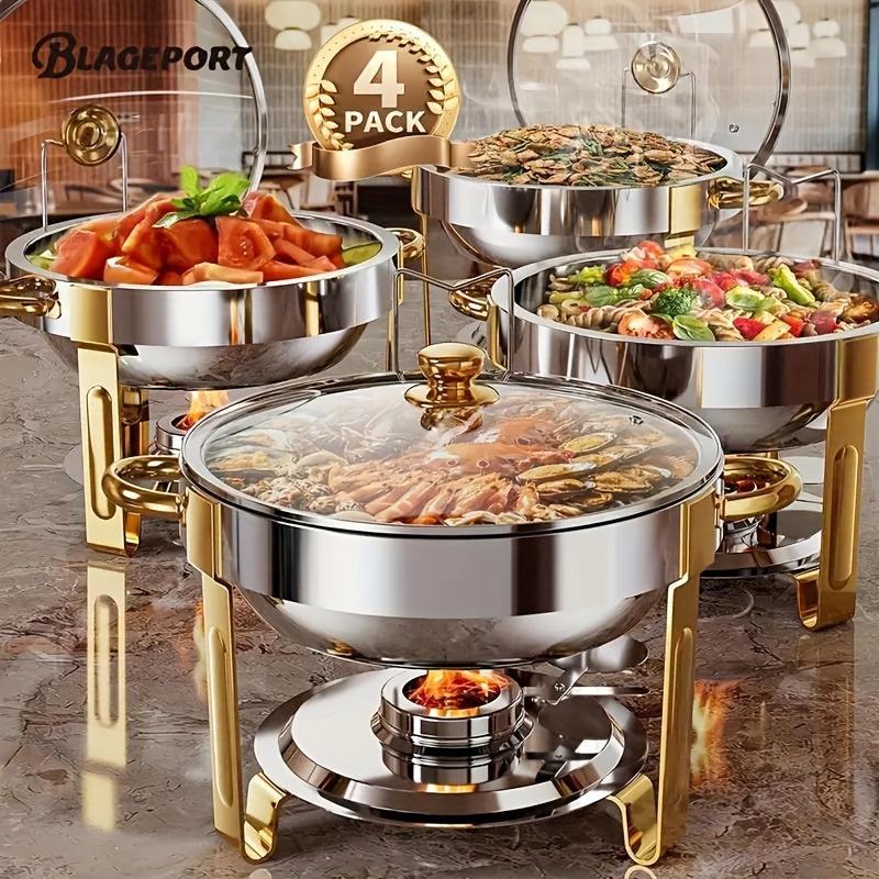 Titanium-Plated Stainless Steel Buffet Hot Pot Set (95% Pre-Assembled)