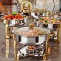 Titanium-Plated Stainless Steel Buffet Hot Pot Set (95% Pre-Assembled)
