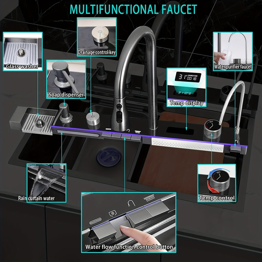 Stainless Steel Waterfall Workstation Sink (Drop-In)
