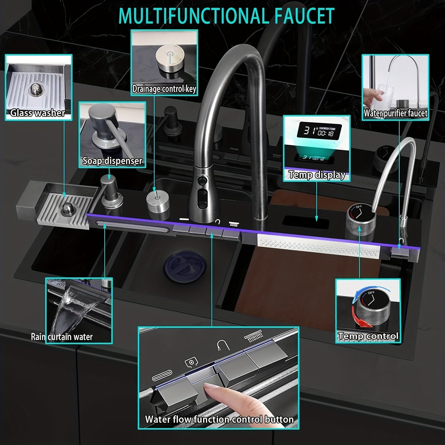 Stainless Steel Waterfall Workstation Sink (Drop-In)