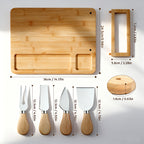 Polished Moisture-Resistant Wood Charcuterie Board (4-Piece Knife Set)