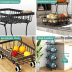 Stackable Metal Fruit & Veg Basket (4/5-Layer, Wheels)