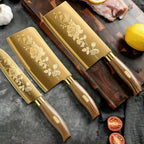 Titanium-Coated Alloy Steel Knife Set (7-Piece, Block & Sharpener)
