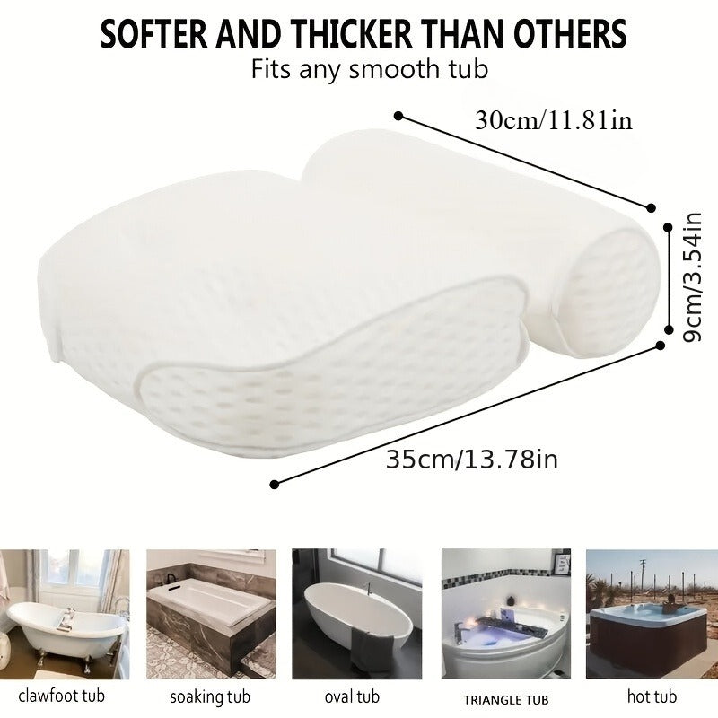 Ergonomic Quick-Dry Mesh Bathtub Pillow (6 Suction Cups)