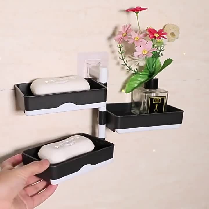 No-Drill 180° Rotating Quick-Drain Soap Organizer