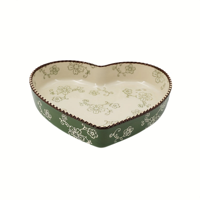 Microwave & Oven-Safe Ceramic Heart-Shaped Baking Dish (800ml)