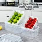 Square Reusable Food Storage Containers With Drain Baskets (Set of 6)