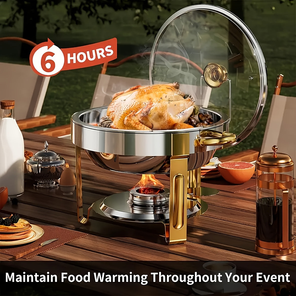 Titanium-Plated Stainless Steel Buffet Hot Pot Set (95% Pre-Assembled)