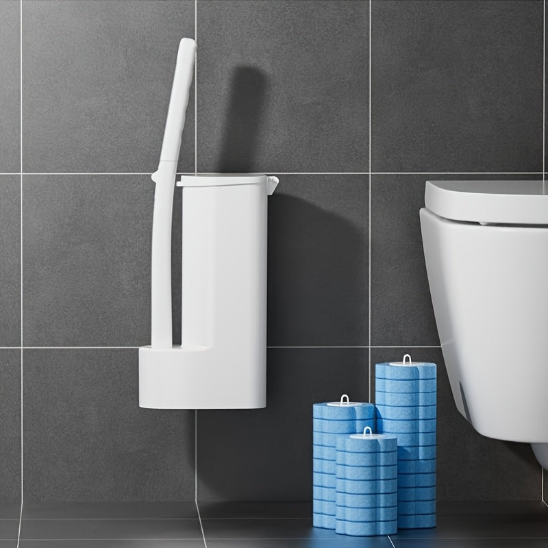 Wall-Mount Toilet Brush Set (Replacement Heads Included)