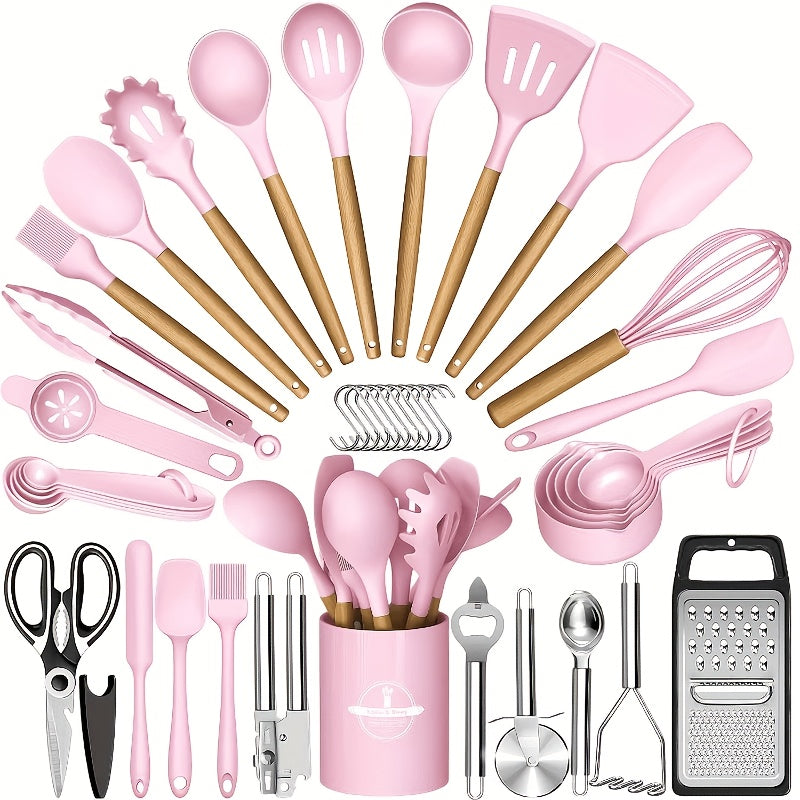 Heat-Resistant Silicone & Dishwasher-Safe Utensil Set (37/44 Pcs)