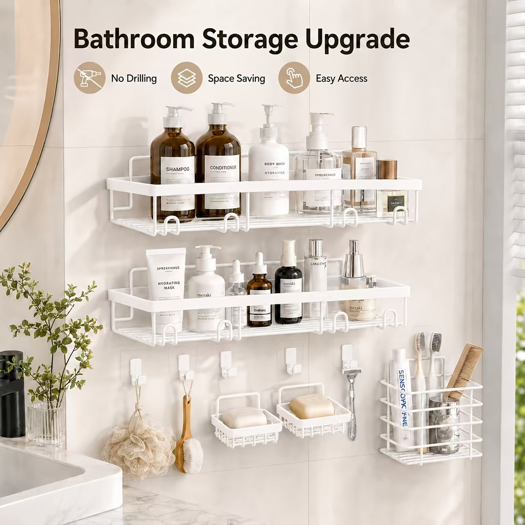 No-Drill Rustproof Stainless Steel Shower Caddy Set (5-Piece)