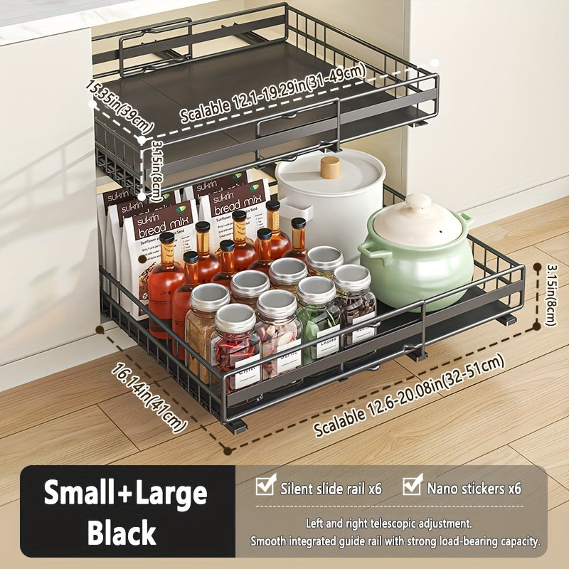 Smooth-Glide Heavy-Duty Metal Pull-Out Cabinet Rack (8-Tier)
