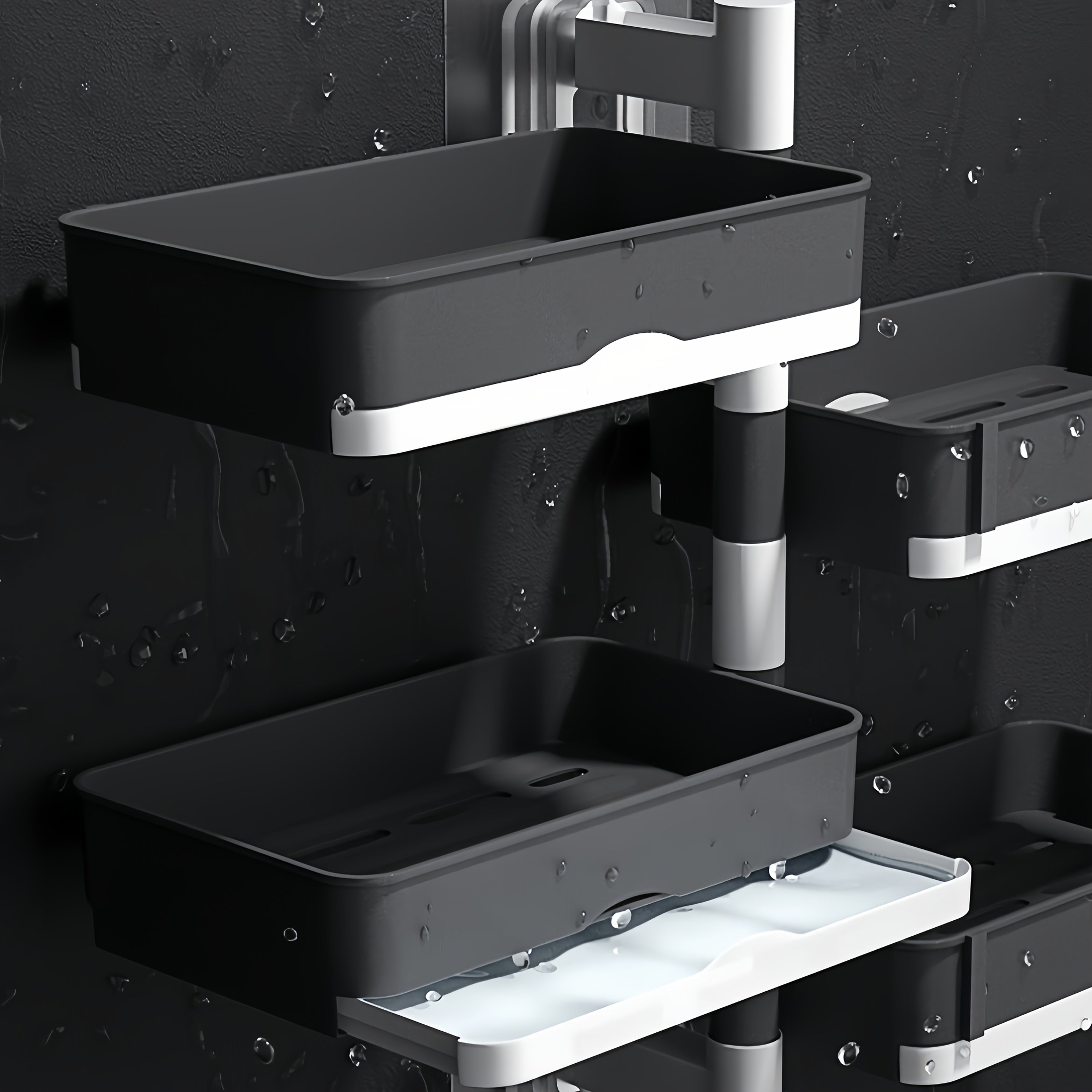 No-Drill 180° Rotating Quick-Drain Soap Organizer