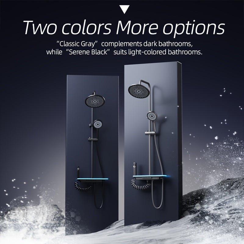 Hydroelectric LED Temperature-Control Wall-Mount Shower Panel