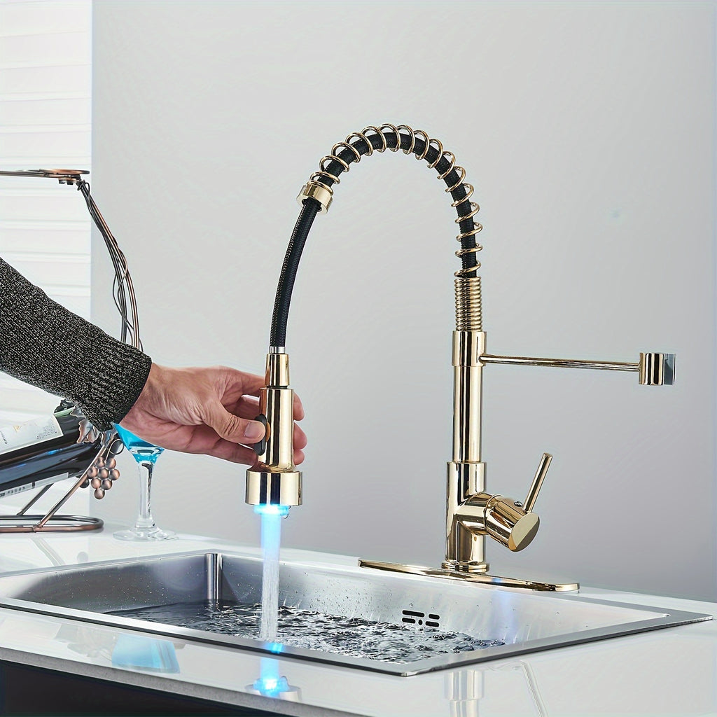 Brass 360° Swivel Kitchen Faucet (Hydroelectric LED)