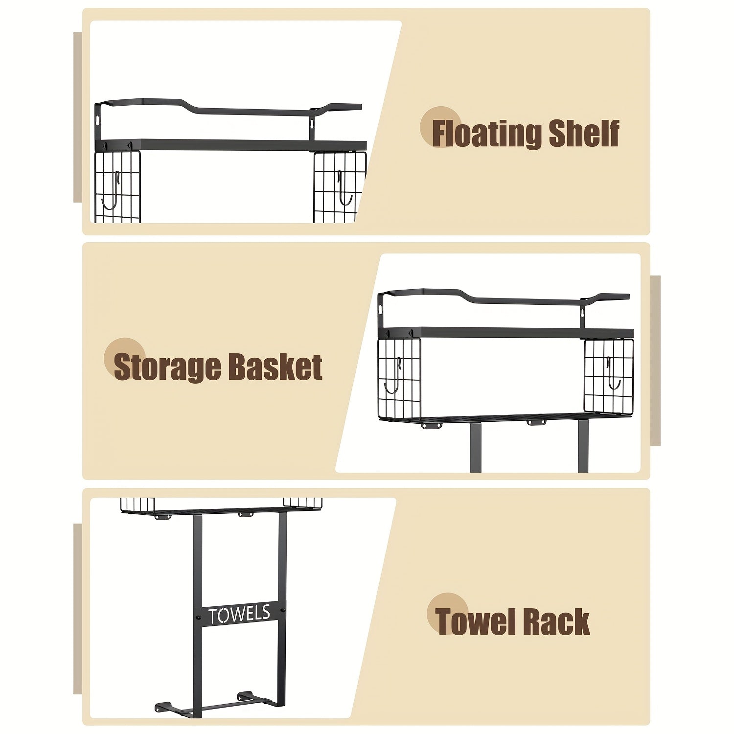 Space-Saving Carbon Steel Wall-Mounted Towel Rack