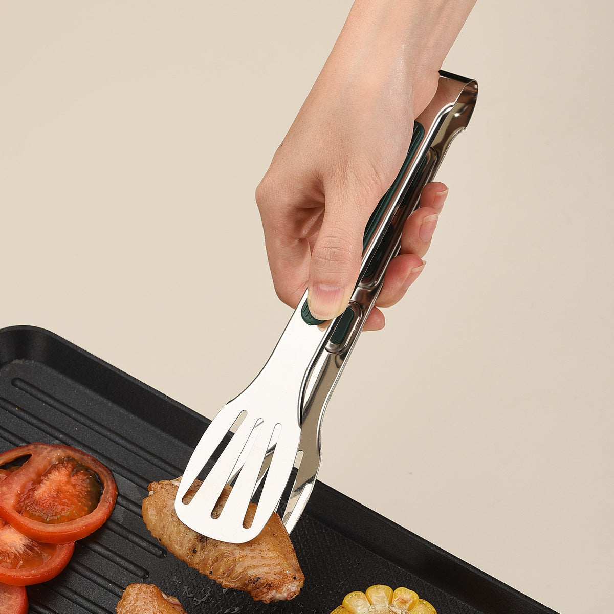 201 Stainless Steel Silicone-Grip Food Tongs (Set of 3)