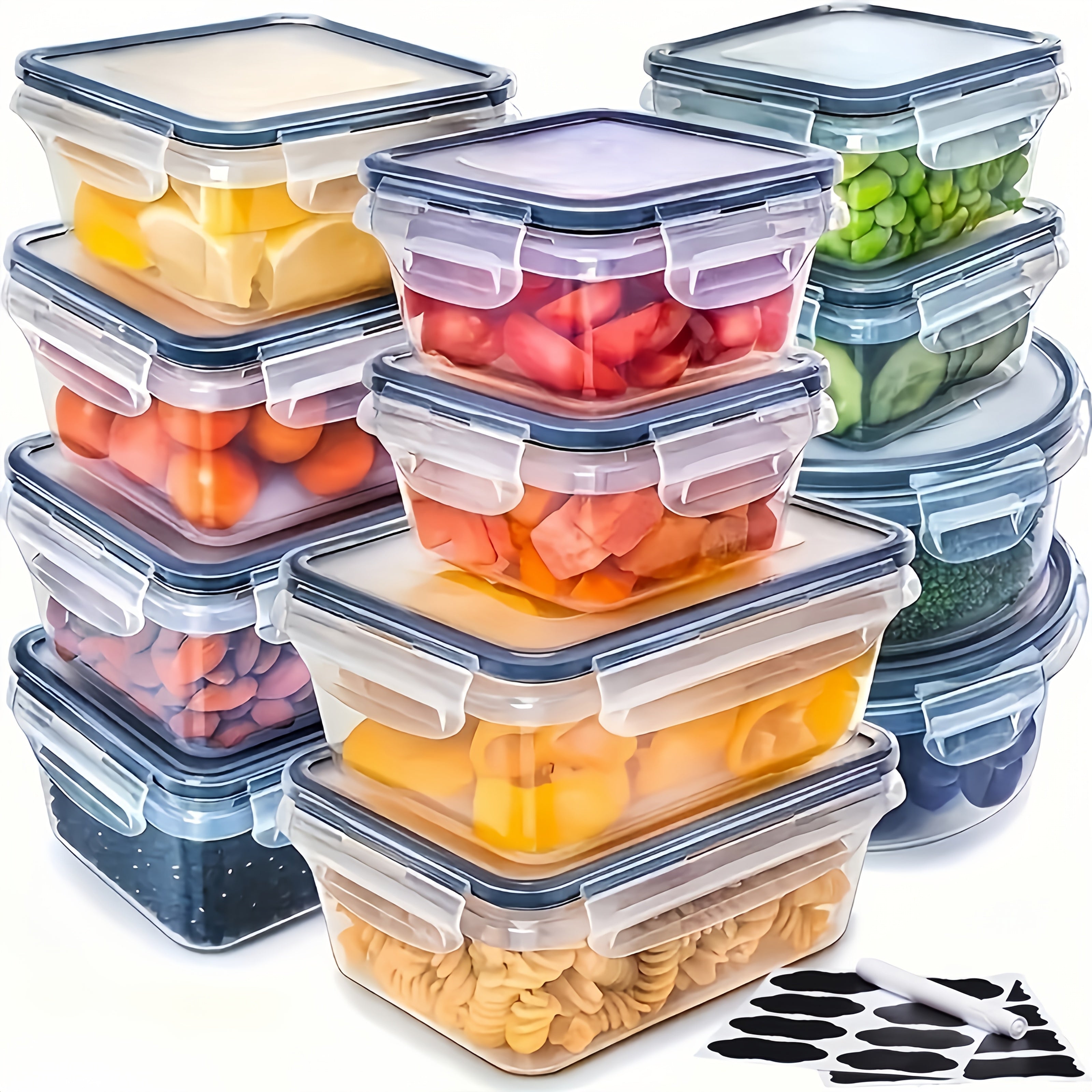 Airtight Latch & Microwave-Safe Food Storage Container Set (Set of 48)