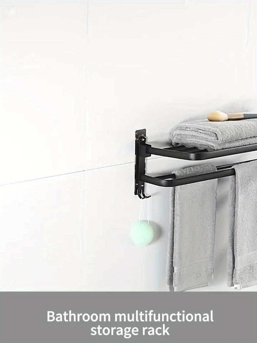 Wider & Thicker Hooks Wall-Mount Folding Towel Rack