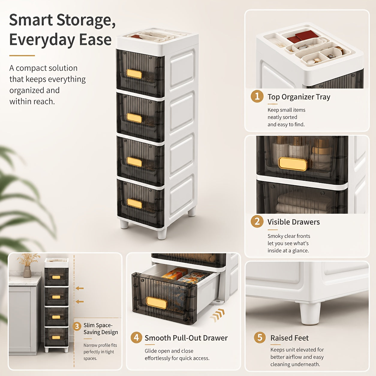 Space-Saving Waterproof Window-View Storage Cabinet (3–6-Tier)