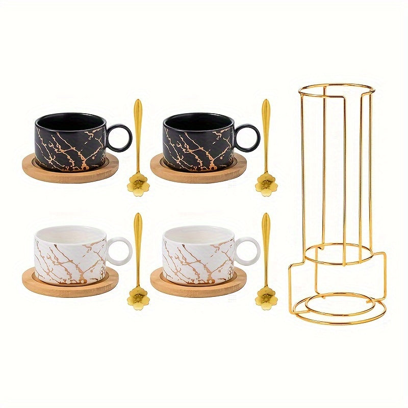 Stackable Marble Ceramic Coffee Cups (Set of 4)