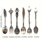 Vintage Carved Metal Dessert Spoon Set (6-Piece)