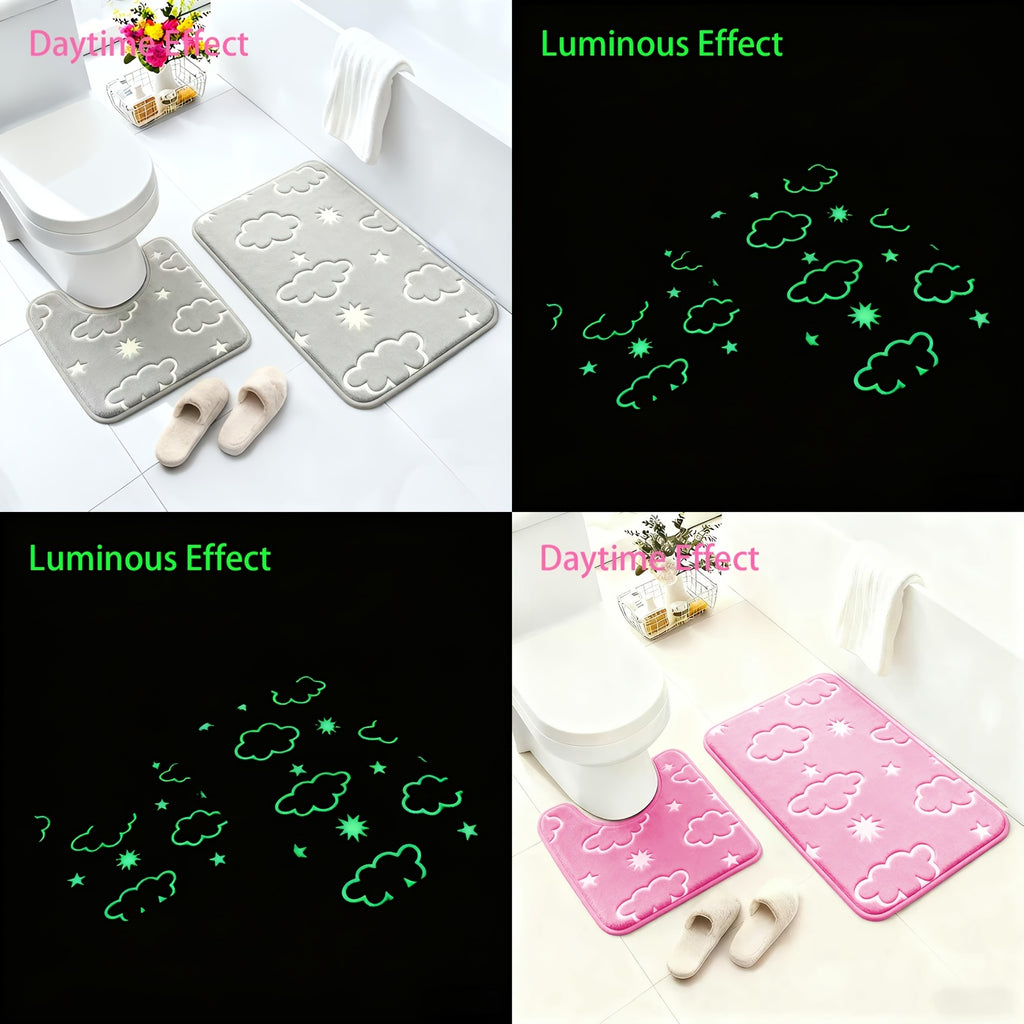 Glow-In-The-Dark & Anti-Slip Bathroom Mat Set (2-Piece)