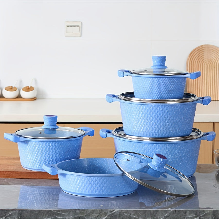 Stone-Coated Nonstick Aluminum Cookware Set (10-Piece)