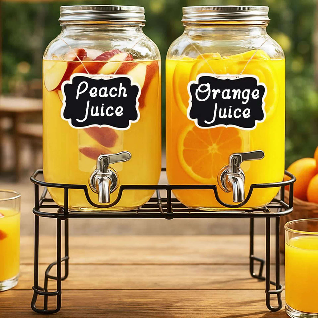 Glass Fruit Infuser & Ice Cylinder Beverage Dispenser (Set of 2, 1 Gallon)