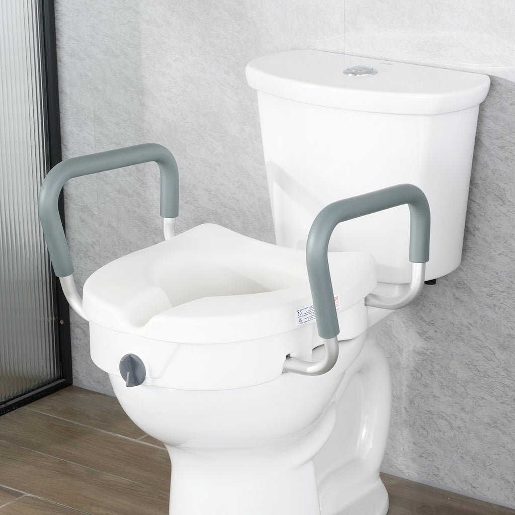 Adjustable Width & Twist-Lock Raised Toilet Seat (350 lb Capacity)