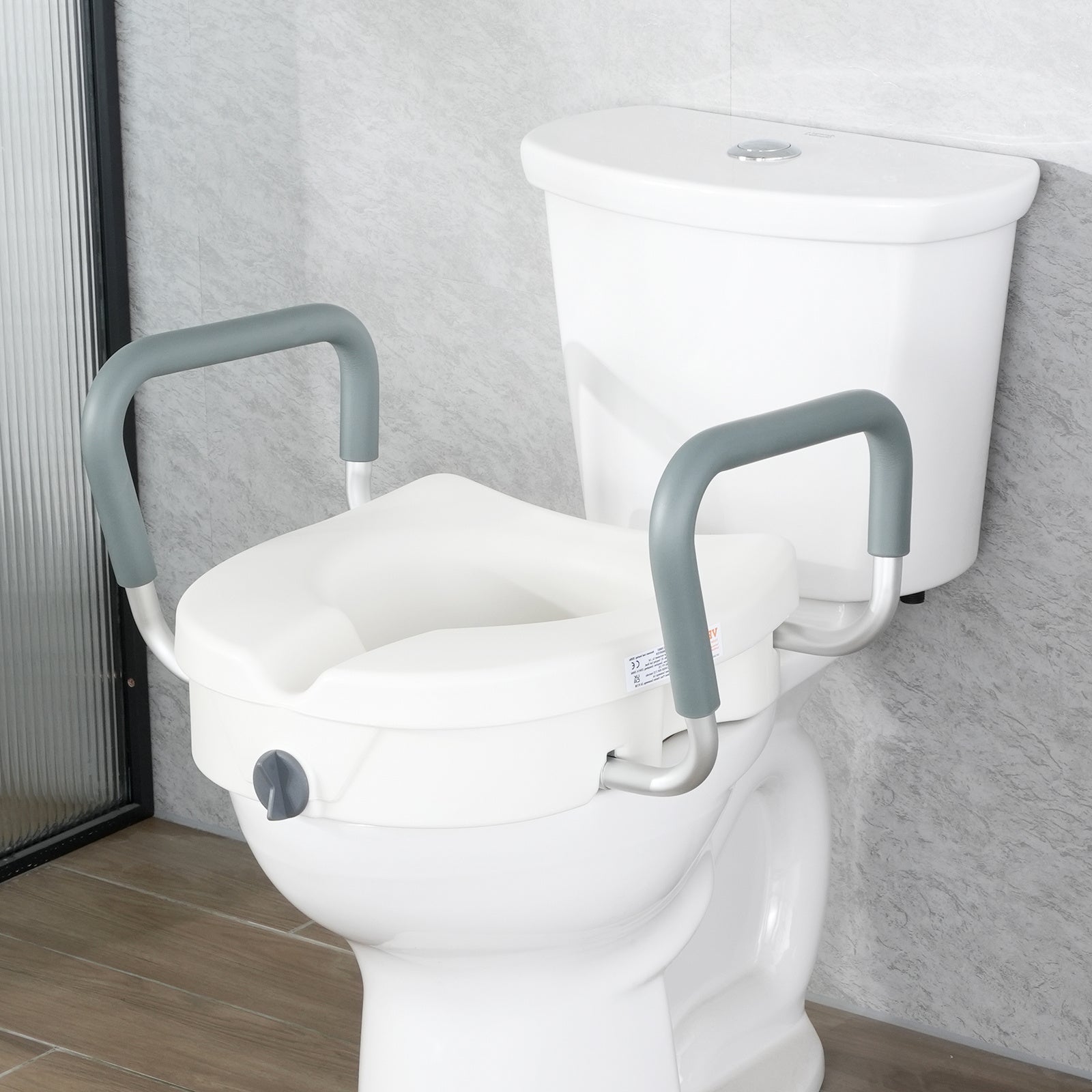 Adjustable Width & Twist-Lock Raised Toilet Seat (350 lb Capacity)