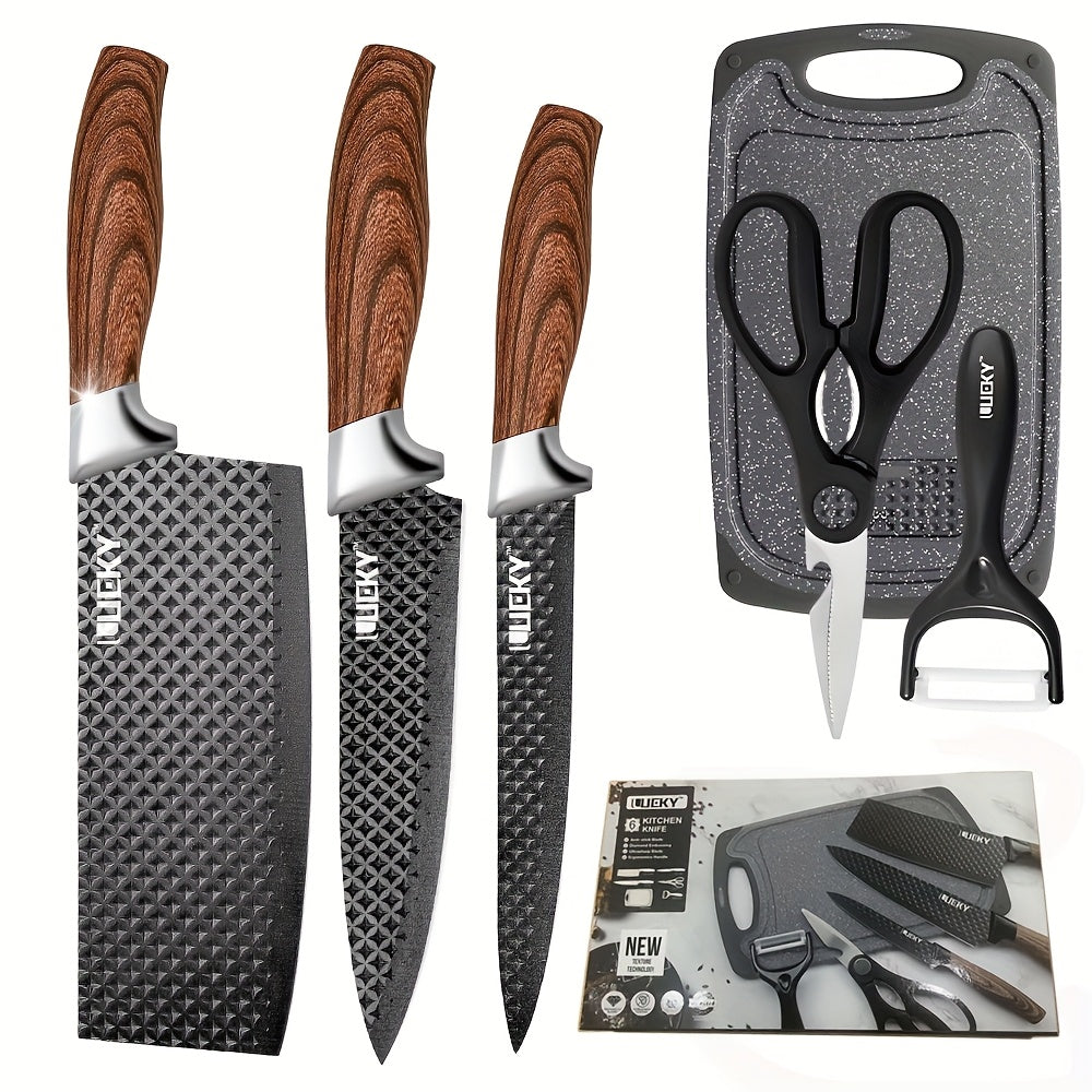 420 Stainless Steel Non-Stick Knife Set (6-Piece With Cutting Board)