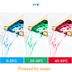 Hydroelectric RGB LED Brass Waterfall Bathroom Faucet (Single-Hole)