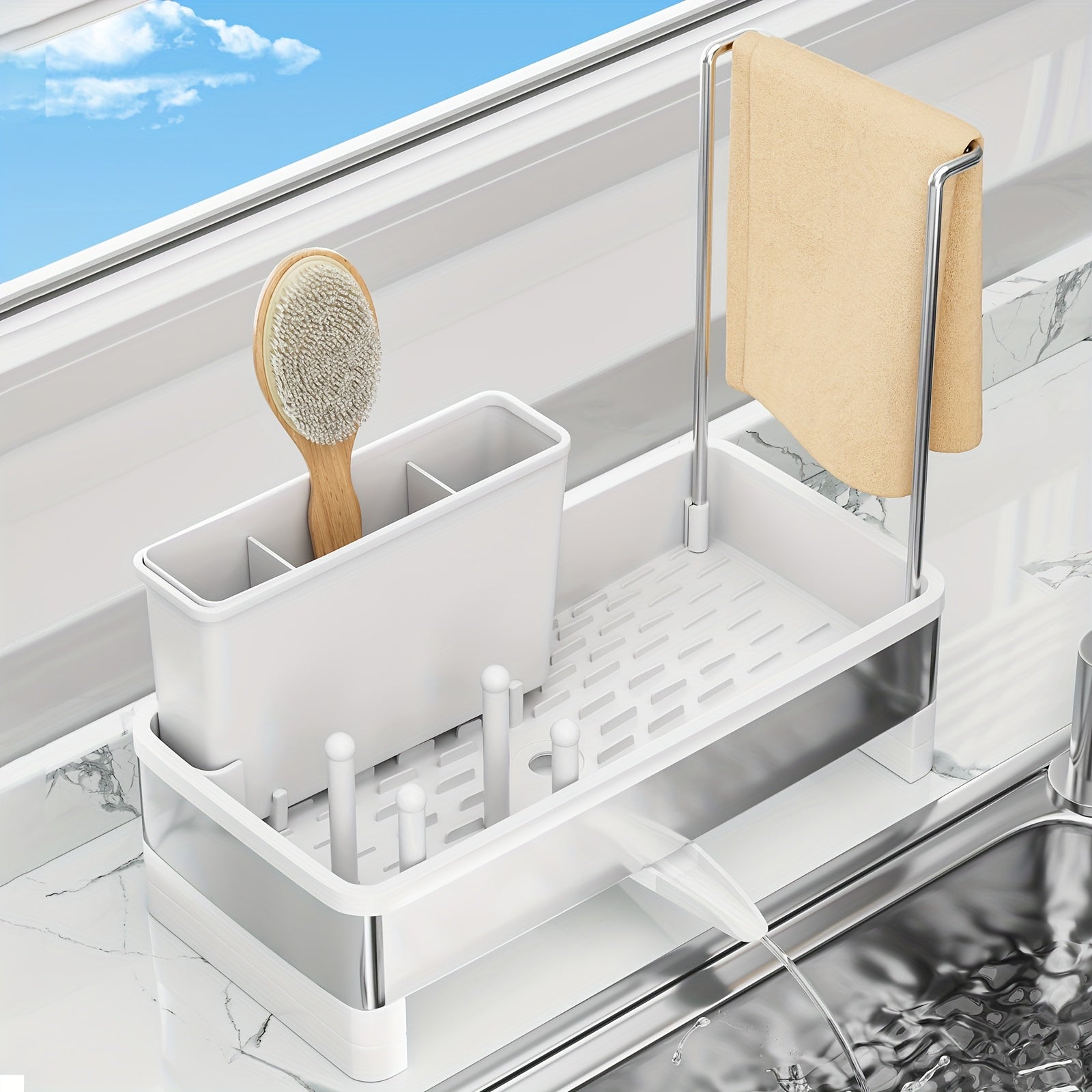 Rust-Resistant Stainless Steel Sponge Holder (No-Drill Mount)