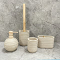 Space-Saving Freestanding Resin & Wood Bathroom Set (4-Piece)