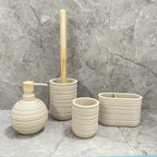 Space-Saving Freestanding Resin & Wood Bathroom Set (4-Piece)