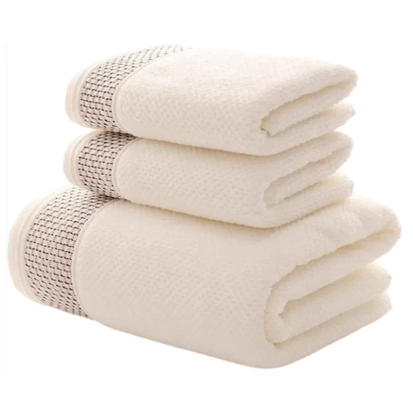 100% Combed Cotton Jacquard Towel Set (3-Piece)